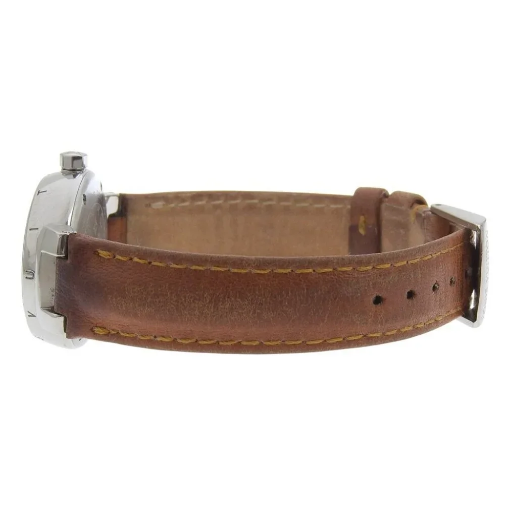LOUIS VUITTON Tambour Watches Q121C whiteDial Stainless Steel/leather Quartz